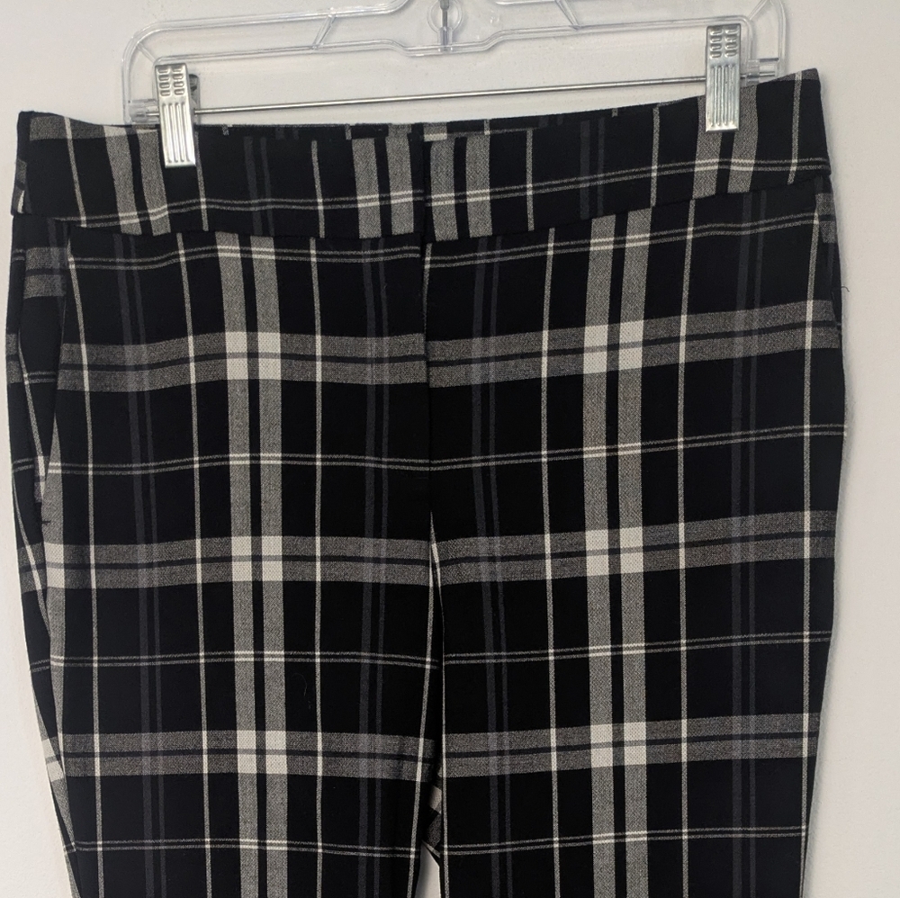 Ann Taylor Womens Plaid Dress Pants Size 8 Black White Stretch Straight EUC - Picture 7 of 14